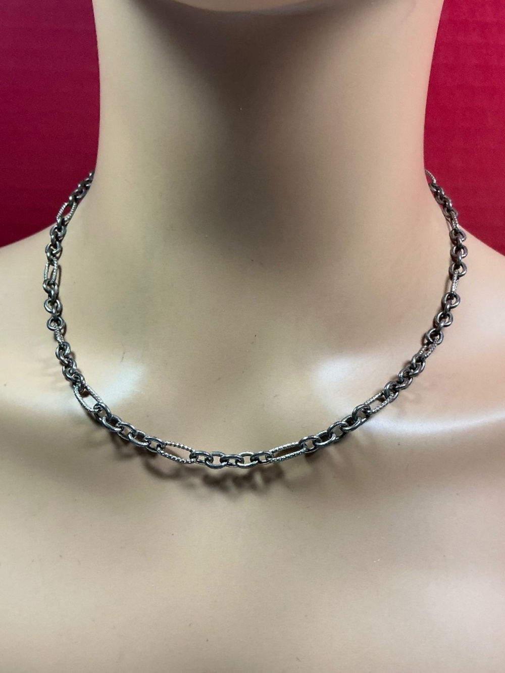 Vintage Sterling Silver Unique Link Heavier Chain / Necklace. 18.25 inches long